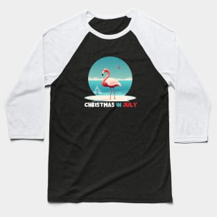 Xmas in July, Funny Flamingo Santa Tropical Christmas Baseball T-Shirt